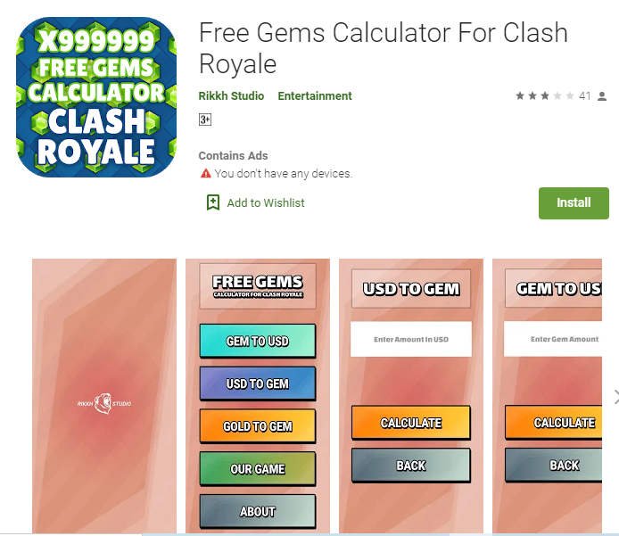 calculate clash royale gems gold